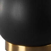 Uttermost Nocturnal Black Stone and Brass Table Lamp With White Linen Shade