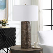 Uttermost Malaga Aged Bronze Ceramic Table Lamp With White Linen Shade