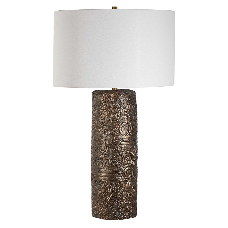 Uttermost Malaga Aged Bronze Ceramic Table Lamp With White Linen Shade