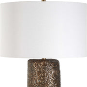 Uttermost Malaga Aged Bronze Ceramic Table Lamp With White Linen Shade