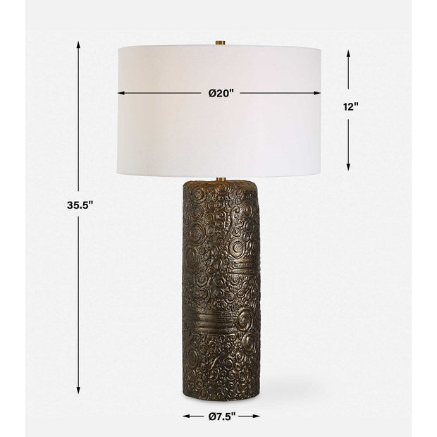 Uttermost Malaga Aged Bronze Ceramic Table Lamp With White Linen Shade