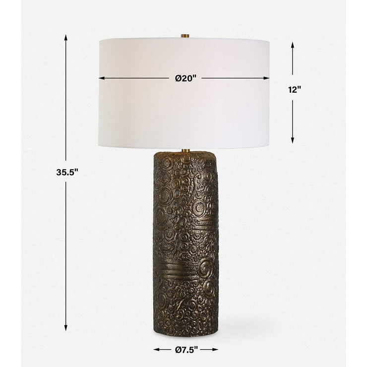 Uttermost Malaga Aged Bronze Ceramic Table Lamp With White Linen Shade