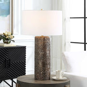 Uttermost Malaga Aged Bronze Ceramic Table Lamp With White Linen Shade