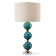 Uttermost Palawan Turquoise Blue Glazed Ceramic Table Lamp With White Linen Fabric