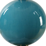 Uttermost Palawan Turquoise Blue Glazed Ceramic Table Lamp With White Linen Fabric