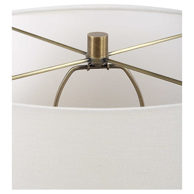Uttermost Submerged Deep Blue Glazed Table Lamp With White Linen Shade