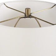 Uttermost Abyss Midnight Blue Ceramic Table Lamp With White Linen Drum Shade