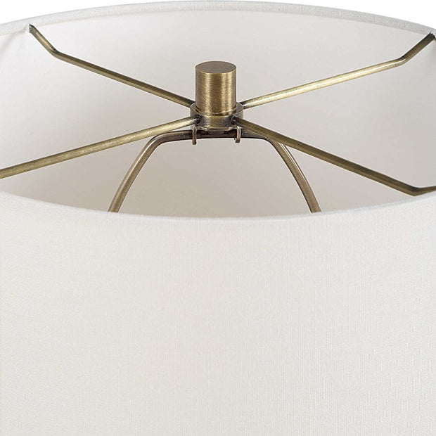 Uttermost Abyss Midnight Blue Ceramic Table Lamp With White Linen Drum Shade