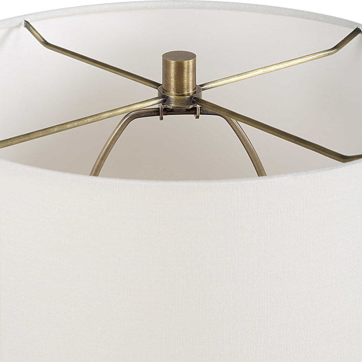 Uttermost Abyss Midnight Blue Ceramic Table Lamp With White Linen Drum Shade