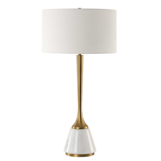 Uttermost Avola White Marble and Antique Brass Table Lamp With Linen Shade