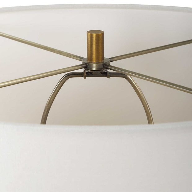 Uttermost Avola White Marble and Antique Brass Table Lamp With Linen Shade