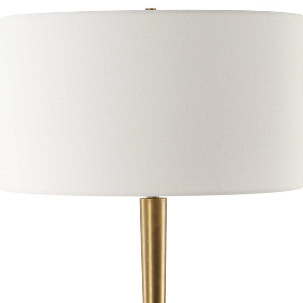 Uttermost Avola White Marble and Antique Brass Table Lamp With Linen Shade