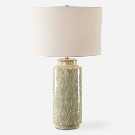 Uttermost Laurel Cream and Sage Glazed Ceramic Table Lamp With Linen Shade
