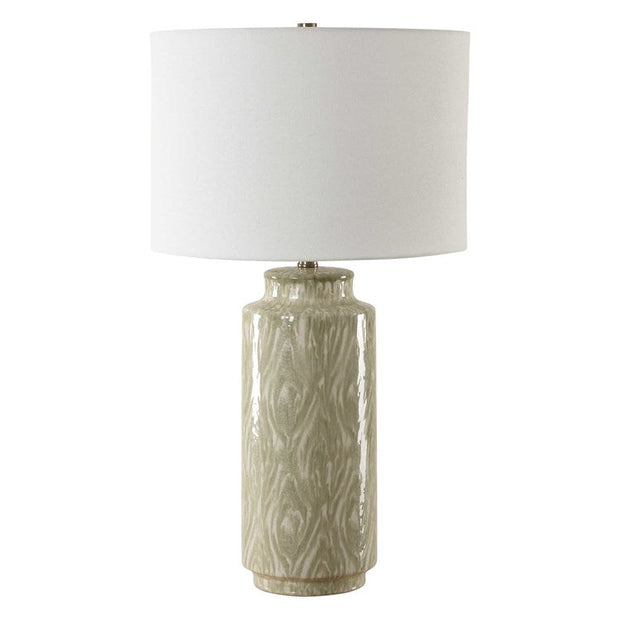 Uttermost Laurel Cream and Sage Glazed Ceramic Table Lamp With Linen Shade