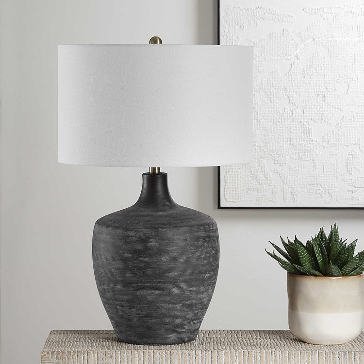 Uttermost Graphite Table Lamp | Distressed Charcoal Ceramic with ...