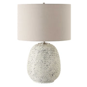 Uttermost Danala Distressed Stone Ivory Textured Ceramic Table Lamp With Light Beige Linen Shade