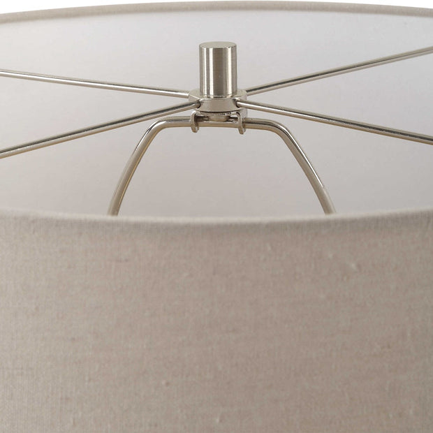 Uttermost Danala Distressed Stone Ivory Textured Ceramic Table Lamp With Light Beige Linen Shade