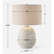 Uttermost Danala Distressed Stone Ivory Textured Ceramic Table Lamp With Light Beige Linen Shade