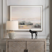 Uttermost Rupture Aged Ivory and Stone Gray Table Lamp With White Linen Shade