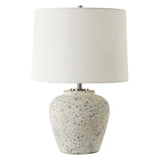 Uttermost Rupture Aged Ivory and Stone Gray Table Lamp With White Linen Shade