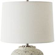 Uttermost Rupture Aged Ivory and Stone Gray Table Lamp With White Linen Shade