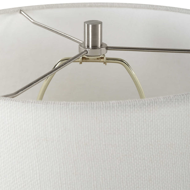 Uttermost Rupture Aged Ivory and Stone Gray Table Lamp With White Linen Shade