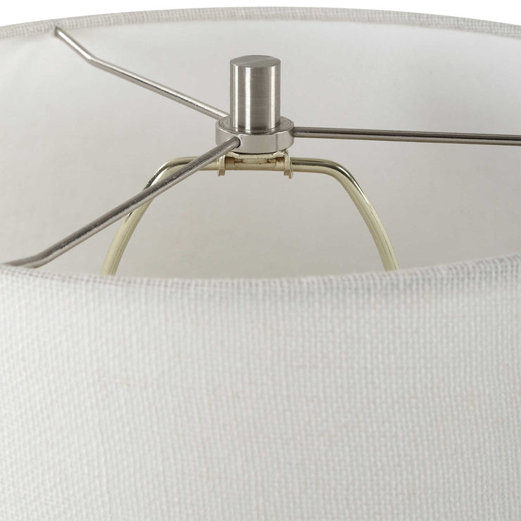 Uttermost Rupture Aged Ivory and Stone Gray Table Lamp With White Linen Shade