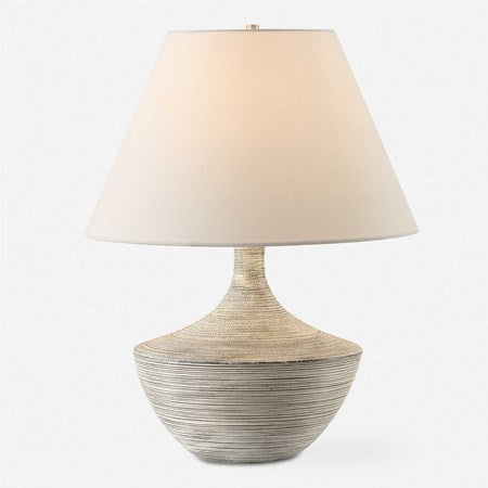 Uttermost Carafe Charcoal and Ivory Ceramic Table Lamp With Linen Shade