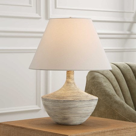 Uttermost Carafe Charcoal and Ivory Ceramic Table Lamp With Linen Shade