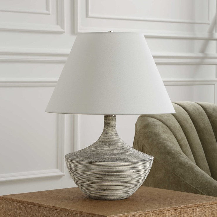 Uttermost Carafe Charcoal and Ivory Ceramic Table Lamp With Linen Shade