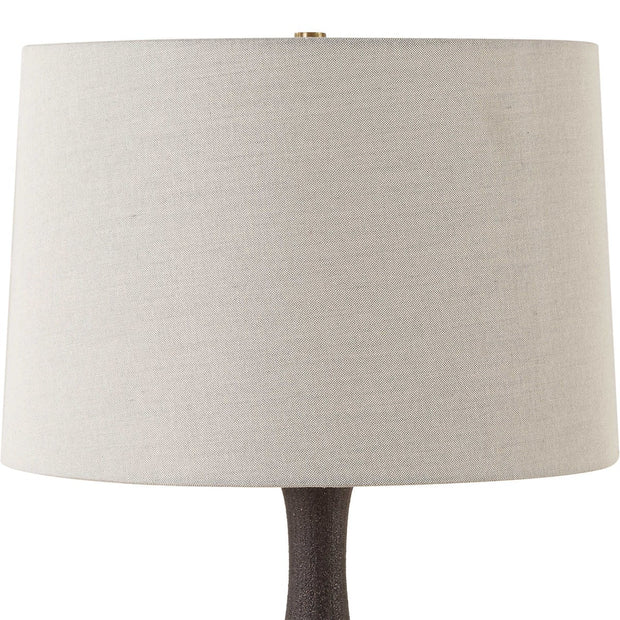 Uttermost Rimini Matte Black Ceramic Lamp With Gray Linen Shade
