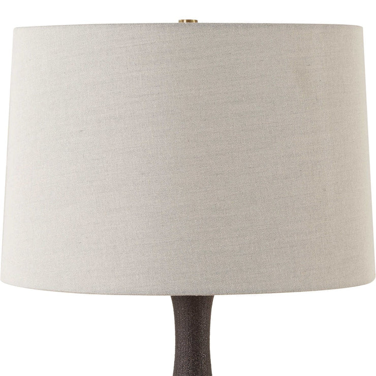 Uttermost Rimini Matte Black Ceramic Lamp With Gray Linen Shade
