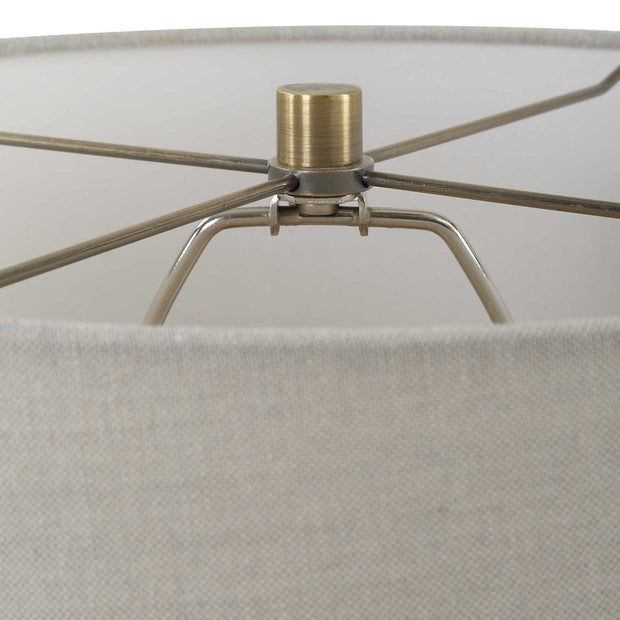 Uttermost Rimini Matte Black Ceramic Lamp With Gray Linen Shade