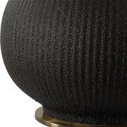 Uttermost Rimini Matte Black Ceramic Lamp With Gray Linen Shade