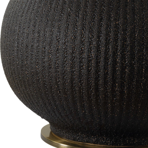 Uttermost Rimini Matte Black Ceramic Lamp With Gray Linen Shade