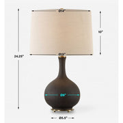 Uttermost Rimini Matte Black Ceramic Lamp With Gray Linen Shade
