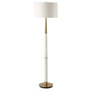 Uttermost Faro White Marble and Antique Brass Floor Lamp With Linen Shade