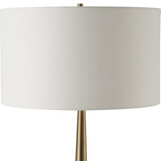 Uttermost Faro White Marble and Antique Brass Floor Lamp With Linen Shade