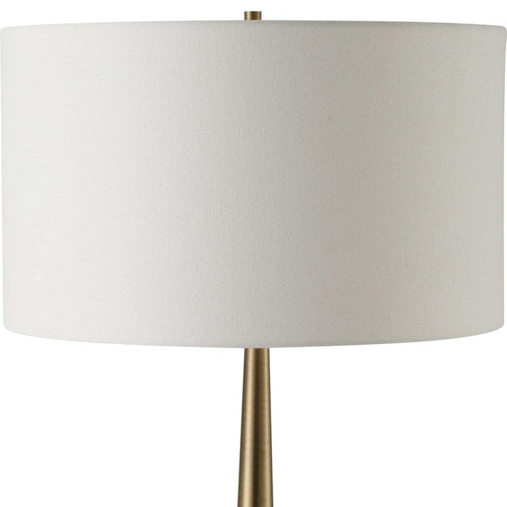 Uttermost Faro White Marble and Antique Brass Floor Lamp With Linen Shade
