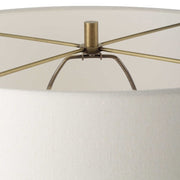 Uttermost Faro White Marble and Antique Brass Floor Lamp With Linen Shade