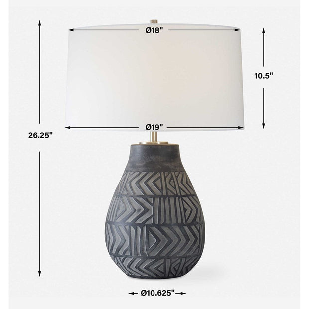 Uttermost Natchez Charcoal Ceramic Table Lamp With White Linen Shade