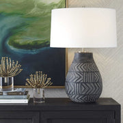 Uttermost Natchez Charcoal Ceramic Table Lamp With White Linen Shade