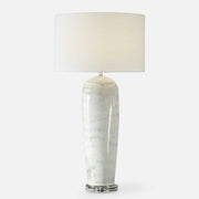Uttermost Arden White and Smoky Blue Glazed Ceramic Table Lamp With Linen Shade