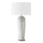 Uttermost Arden White and Smoky Blue Glazed Ceramic Table Lamp With Linen Shade