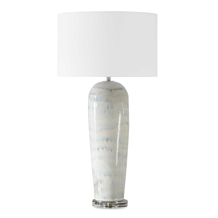 Uttermost Arden White and Smoky Blue Glazed Ceramic Table Lamp With Linen Shade