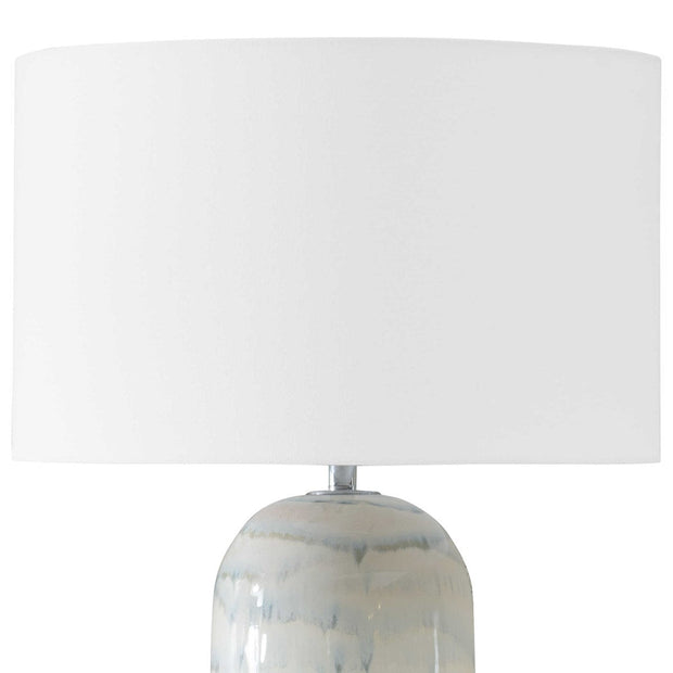 Uttermost Arden White and Smoky Blue Glazed Ceramic Table Lamp With Linen Shade