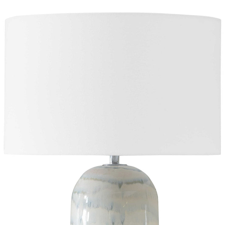 Uttermost Arden White and Smoky Blue Glazed Ceramic Table Lamp With Linen Shade