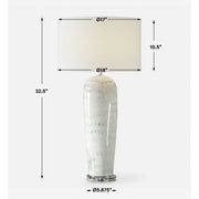 Uttermost Arden White and Smoky Blue Glazed Ceramic Table Lamp With Linen Shade