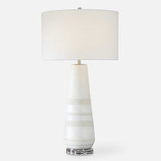 Uttermost Santino Crackled Ivory Ceramic Table Lamp With White Linen Shade