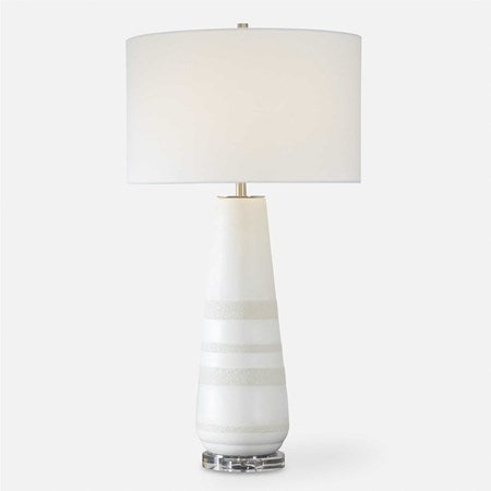 Uttermost Santino Crackled Ivory Ceramic Table Lamp With White Linen Shade